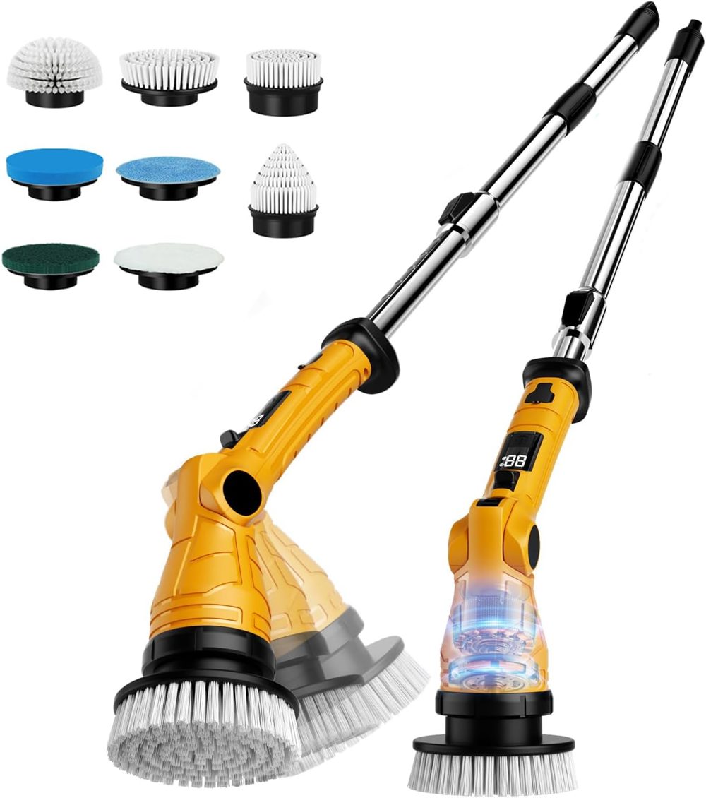 Electric Spin Scrubber with 8 Heads and LED Display