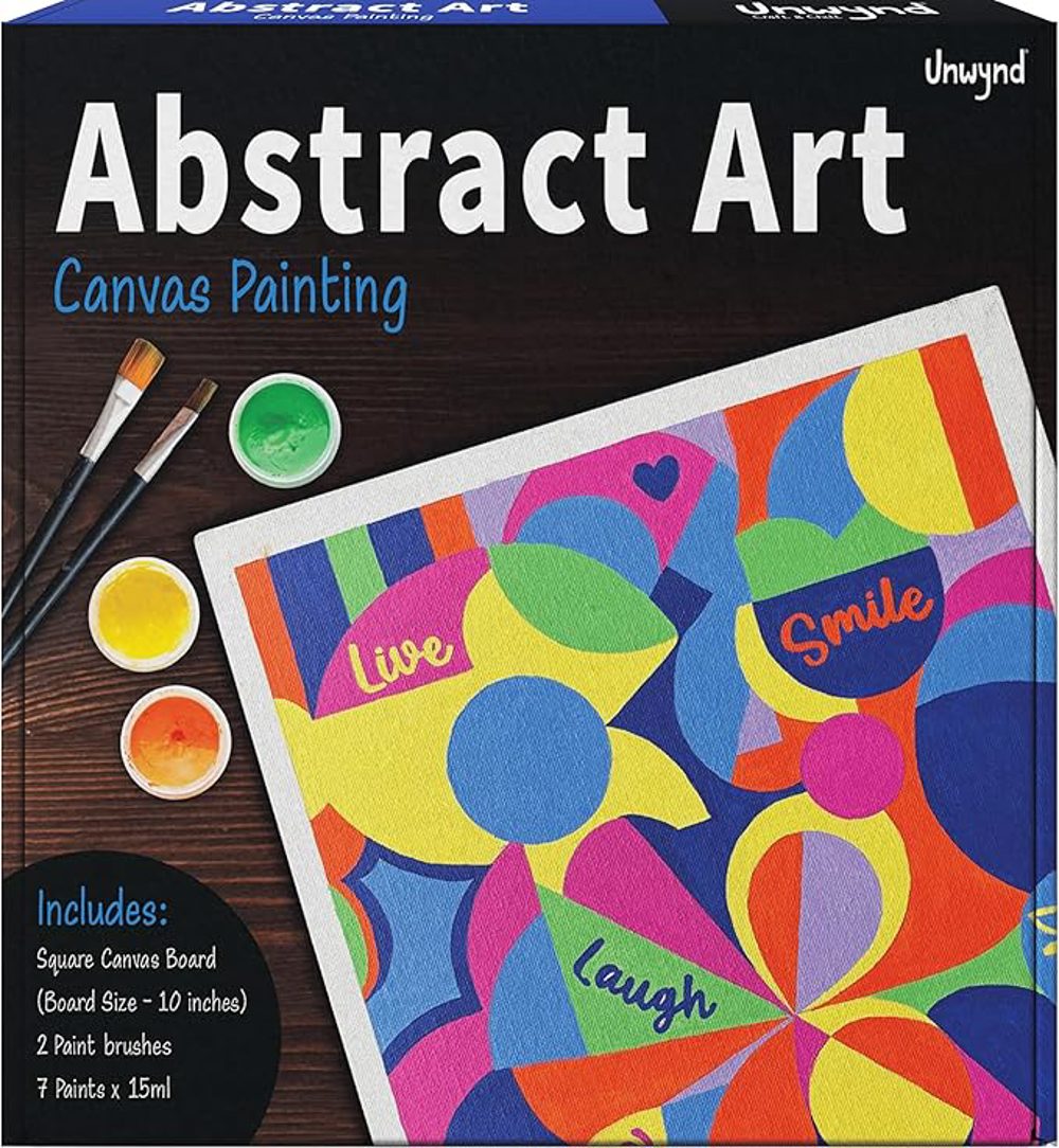 Unwynd Abstract Art Canvas Paint Kit With Brushes and Colors for Creative Play