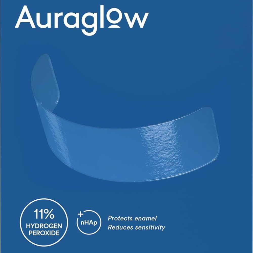 Auraglow Extra Strength Teeth Whitening Strips – Powerful 11% Hydrogen Peroxide Formula (Amazon)