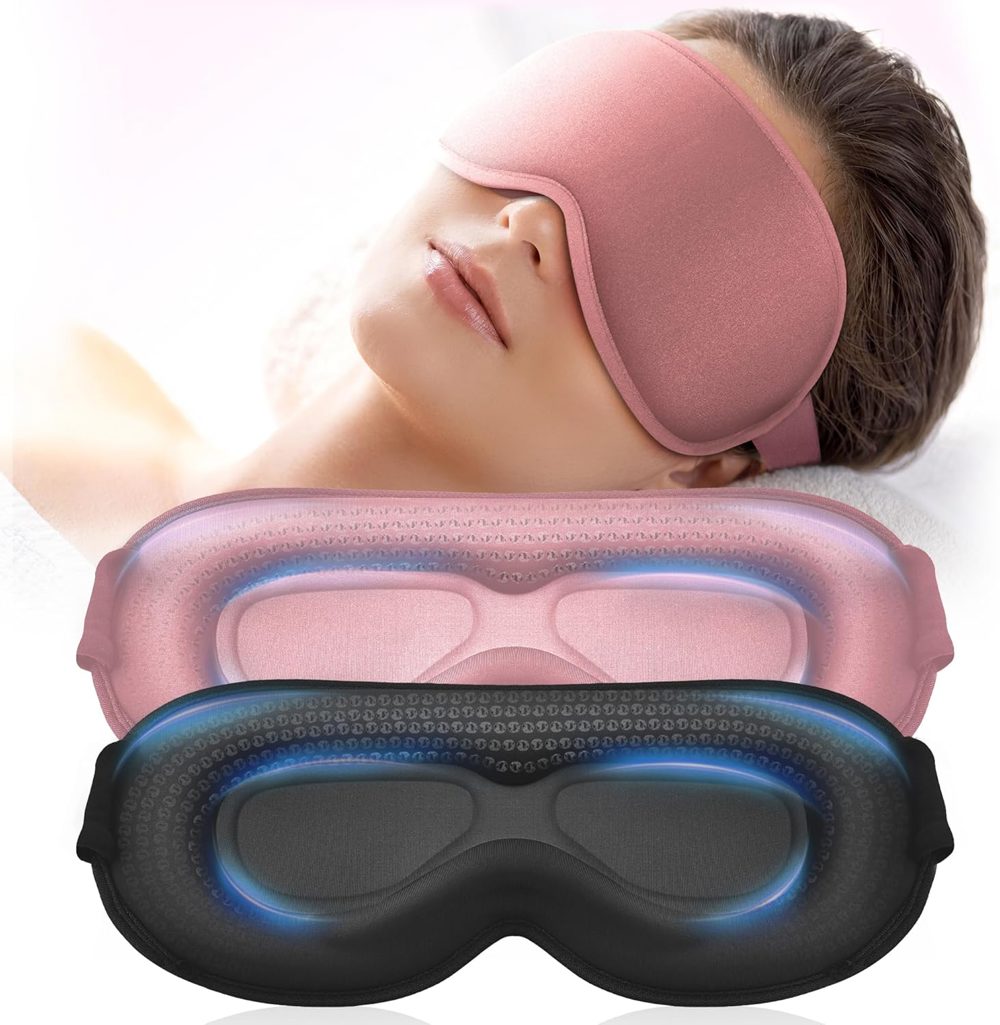 Weighted 3D Contoured Sleep Mask Set of 2 for Deeper Rest