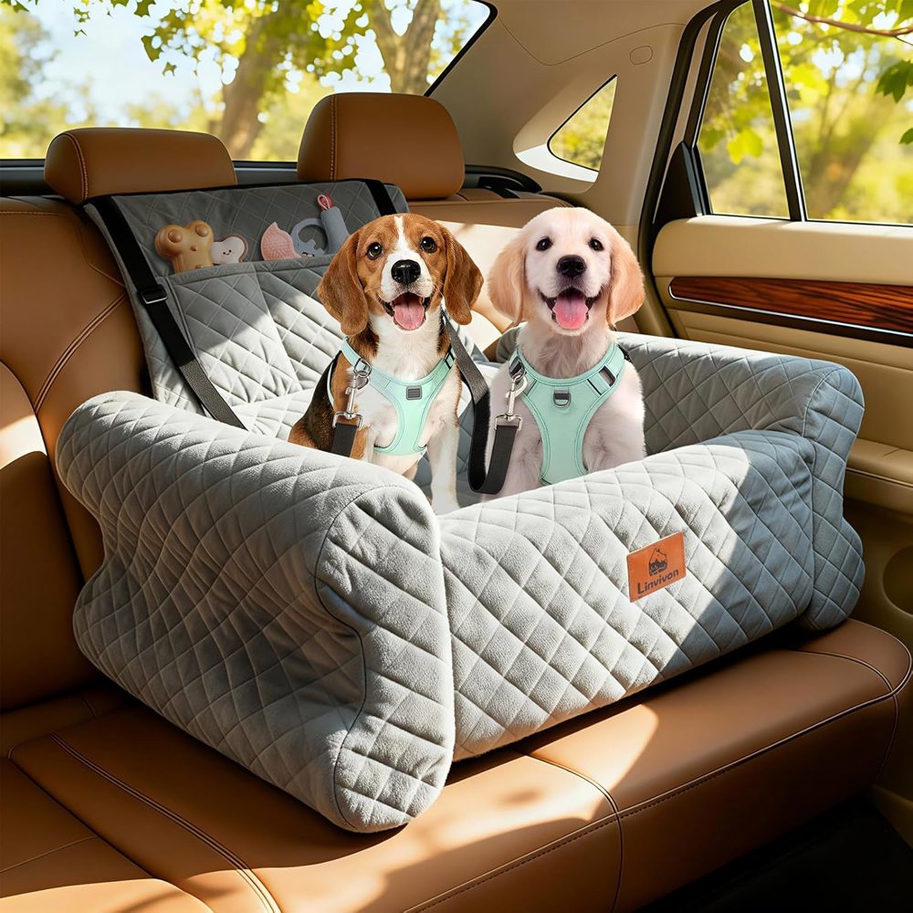 Linvivon Dog Car Seat for Medium and Large Dogs Memory Foam Booster
