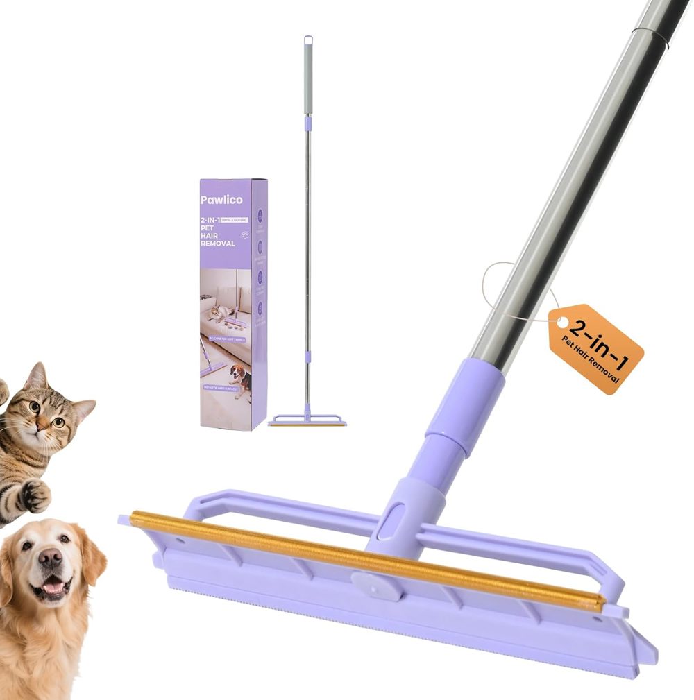 Pawlico Carpet Rake for Pet Hair with Adjustable Long Handle