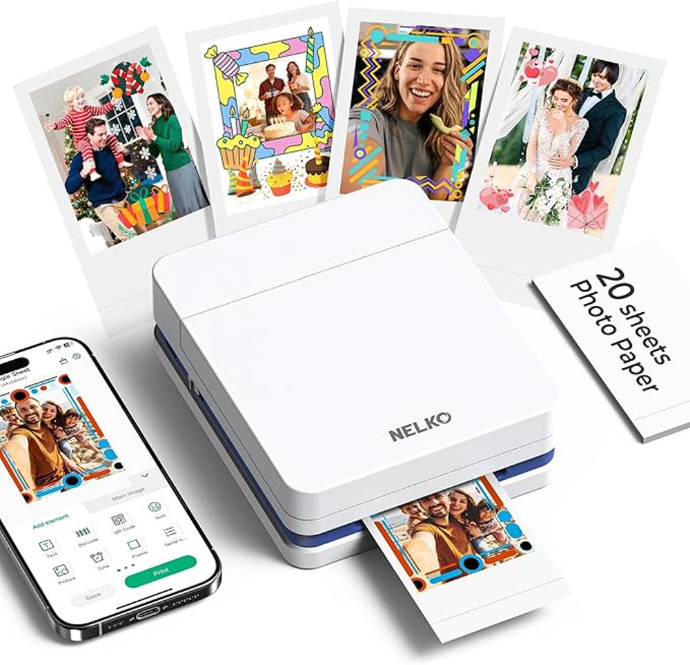 Nelko PP01 Portable Bluetooth Photo Printer for iOS & Android That Prints Sticky‑Back Photos