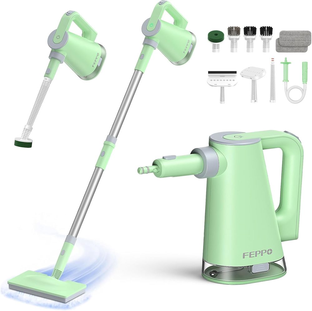 FEPPO 10‑in‑1 Steam Mop with Detachable Handheld Cleaner