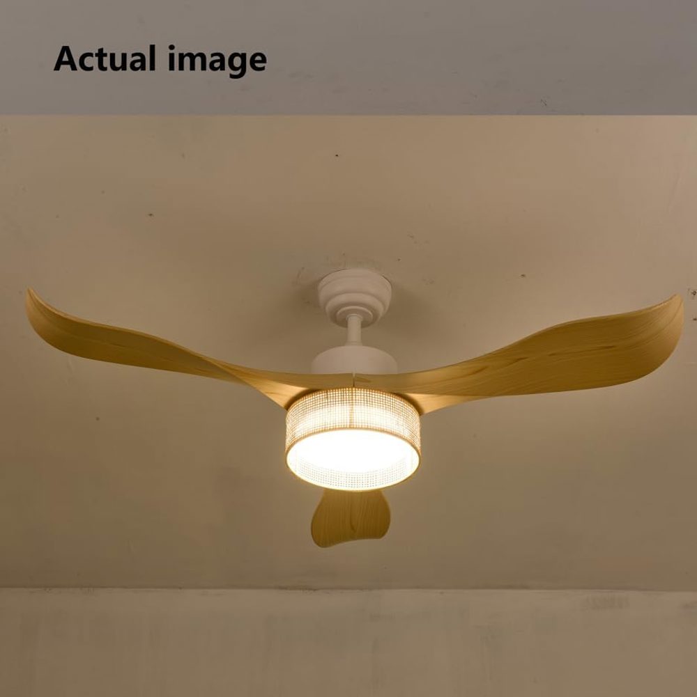 Eamonex 52” LED Bamboo Ceiling Fan with Remote – Boho Rattan Style