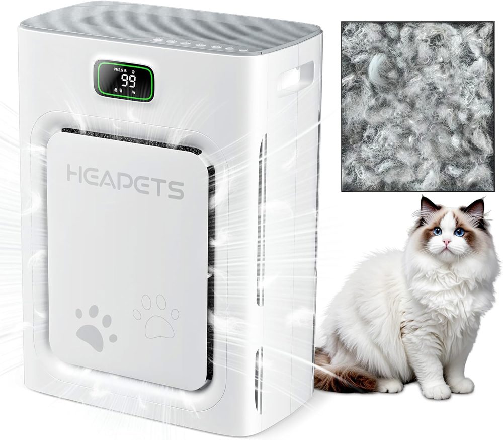 Pet Air Purifier for Large Rooms with HEPA Filter and Air Quality Monitor
