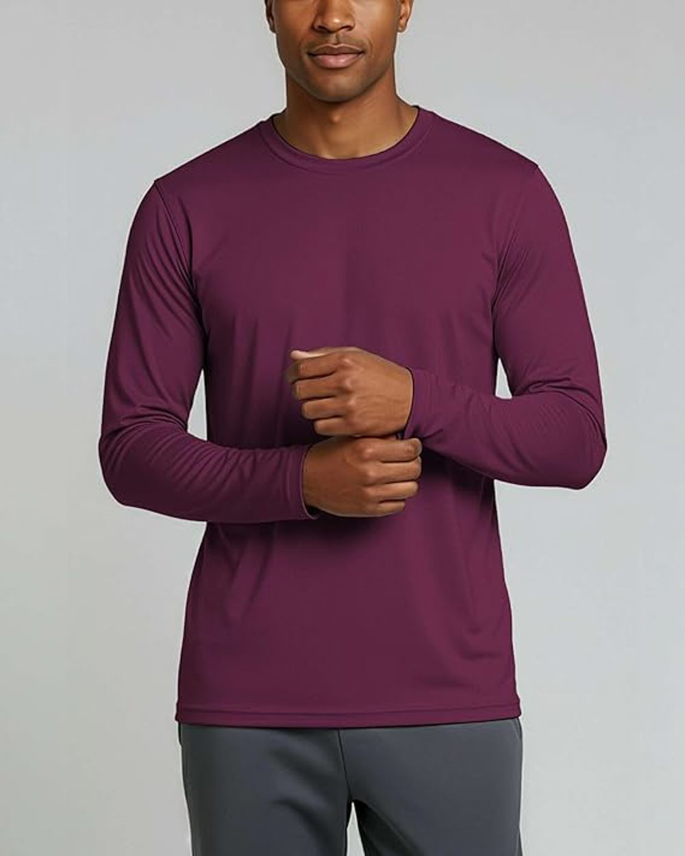 Real Essentials Men's 5-Pack Quick-Dry Long Sleeve Tees