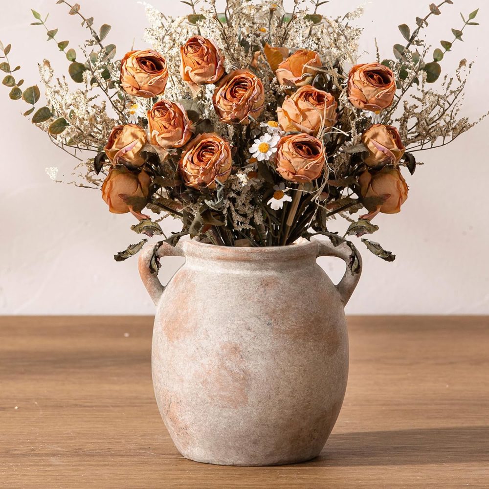 Dobbyby 6" Ceramic Terracotta Vase – Rustic Farmhouse Style