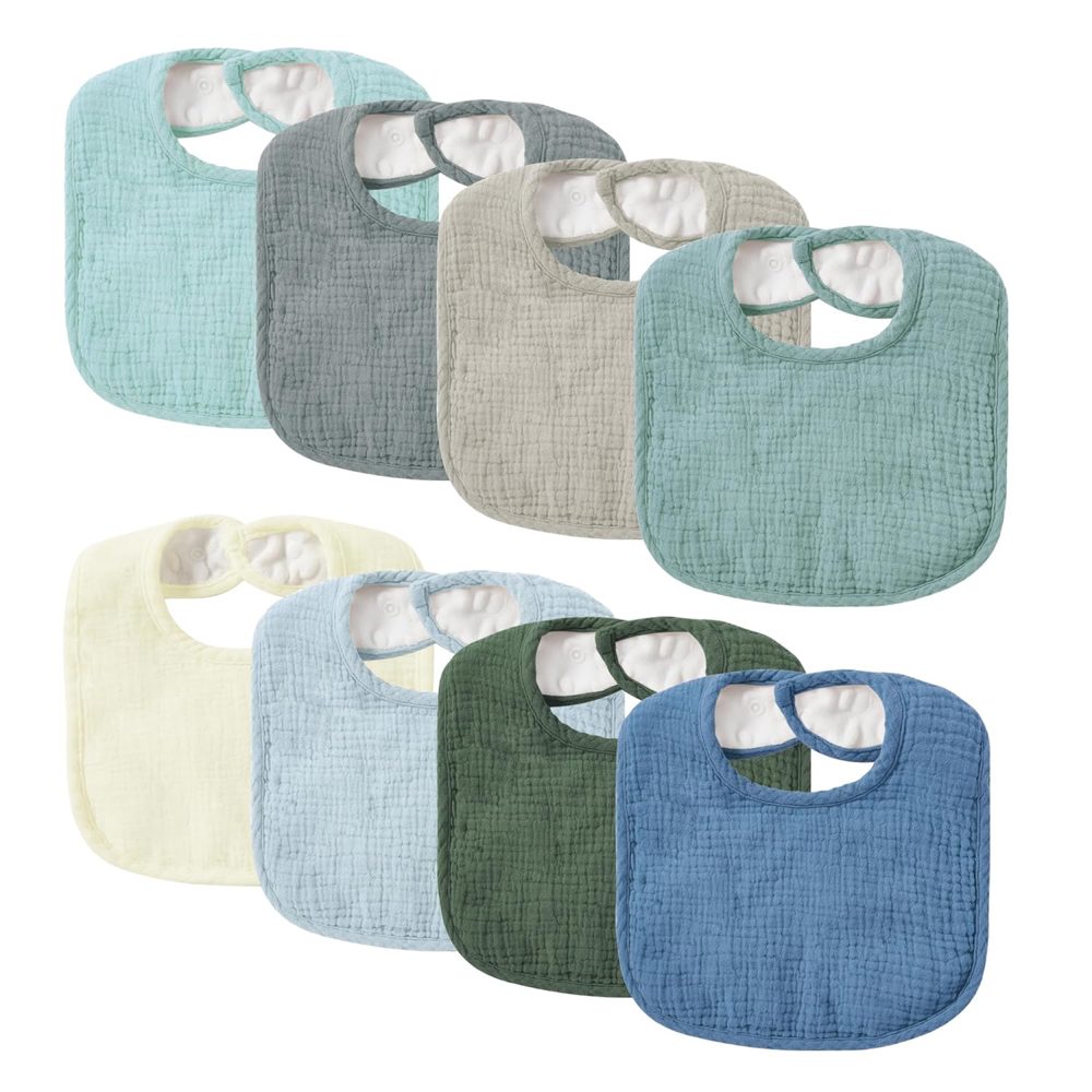 ELLYMONI 8‑Pack Muslin Baby Bibs With Snap Closure Soft, Easy‑Clean Essentials