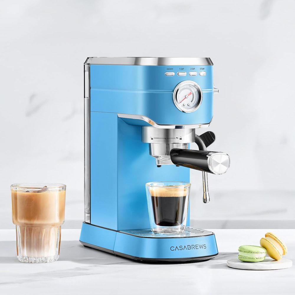 CASABREWS 20-Bar Baby Blue Espresso Machine – Café Quality at Home