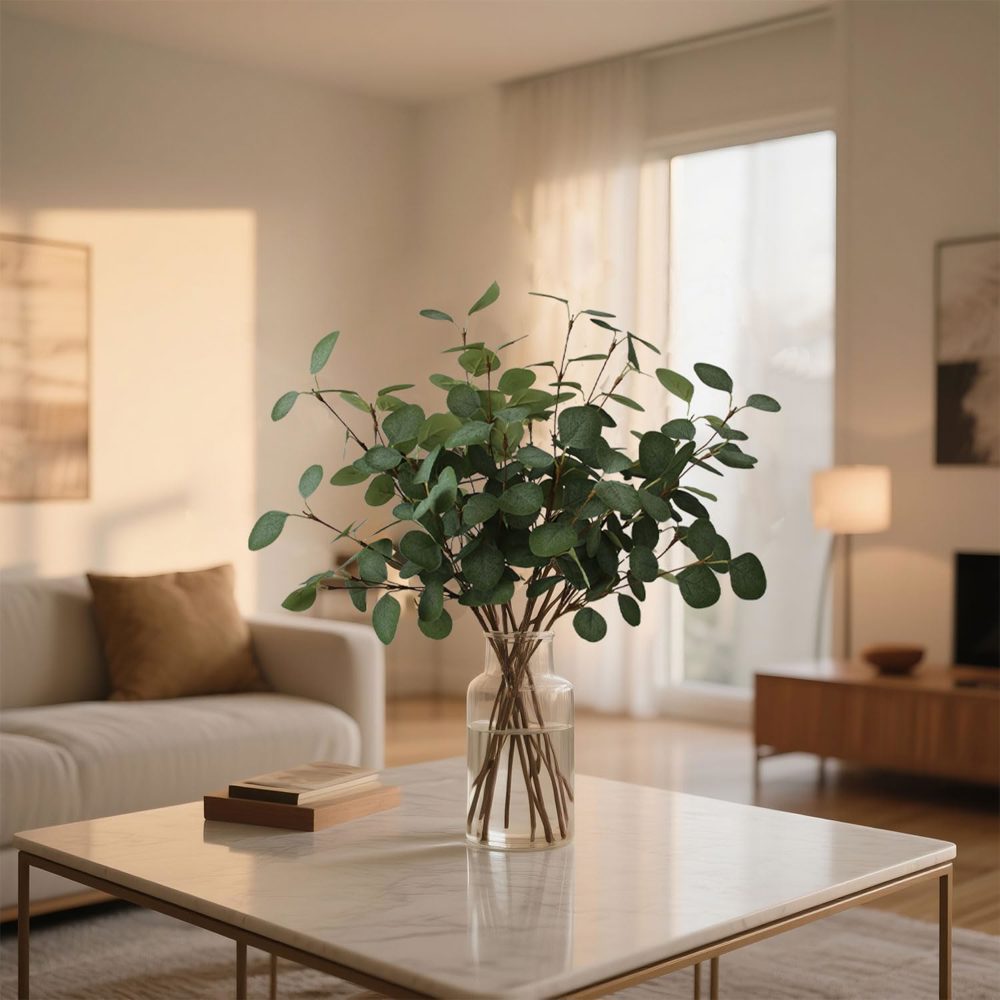 Set of 4 Realistic 24" Faux Eucalyptus Stems – Farmhouse Style