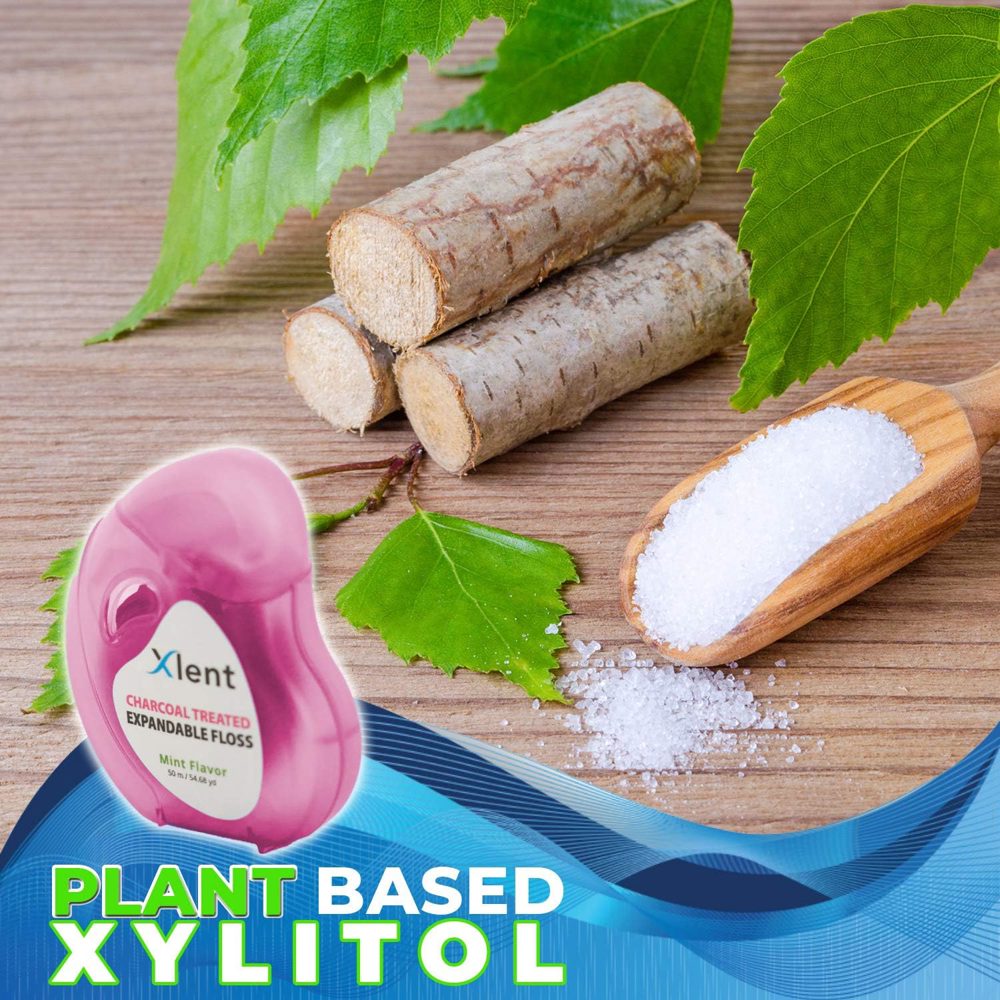 Xlent Expandable Charcoal Dental Floss – Mint Fresh, 2‑Pack