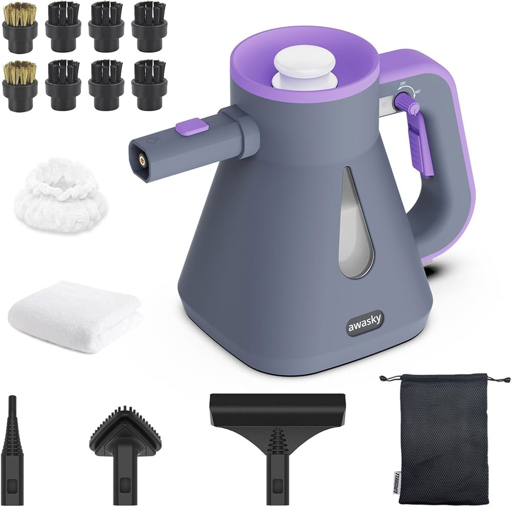 10s Fast-Heating Handheld Steam Cleaner with 14-Piece Kit