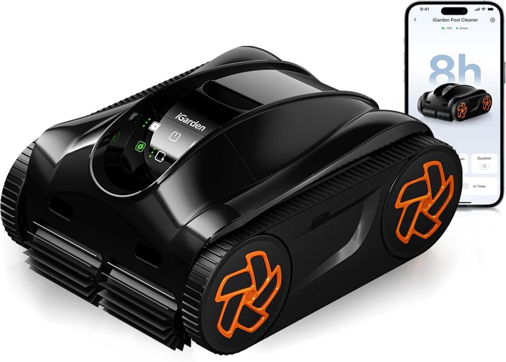 iGarden Pool Cleaner K80 Robotic Pool Vacuum — 8 H Runtime & Smart Navigation