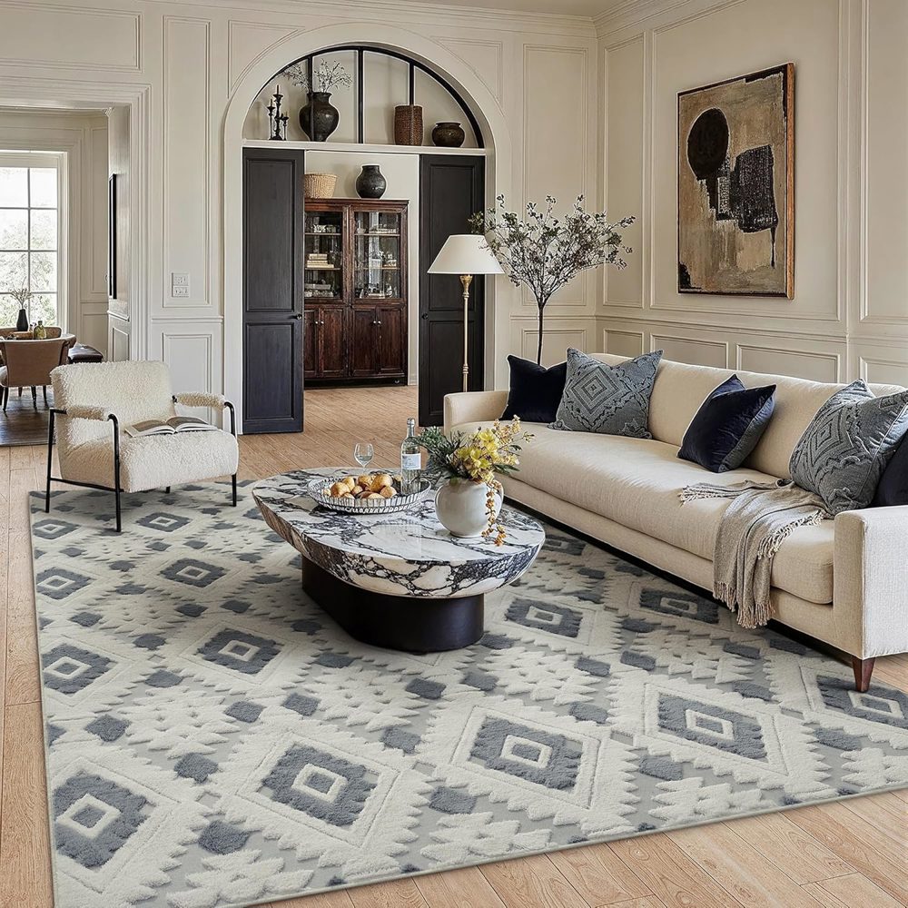 Ivory Grey 6x9 Washable Moroccan Shag Area Rug