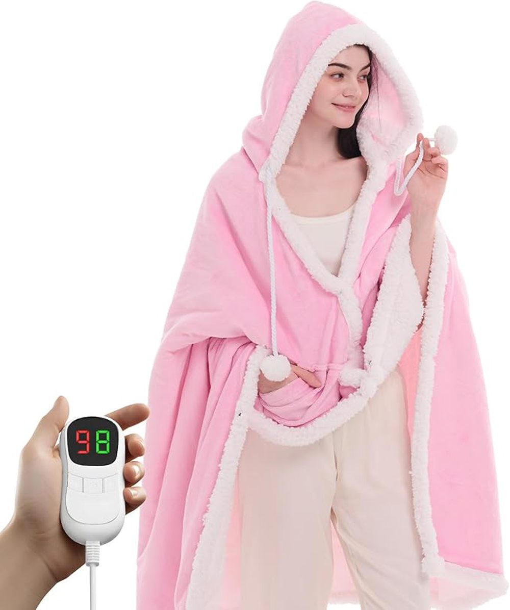 PLOATH Heated Electric Blanket Shawl Wearable Cozy Wrap With Multiple Heat Levels