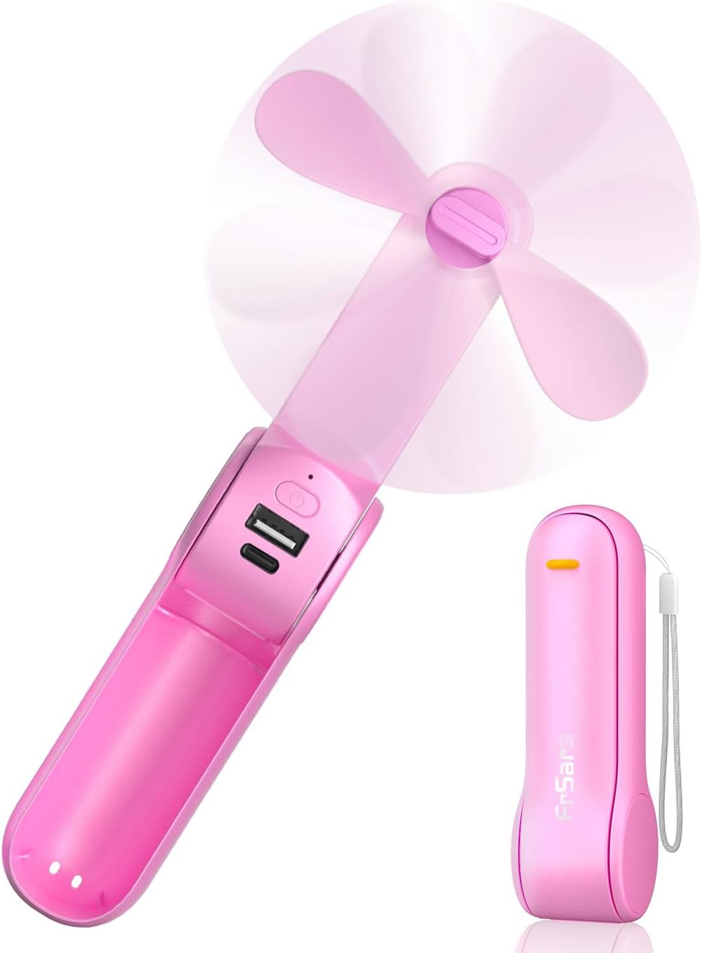 FrSara Portable Rechargeable Handheld Fan With 3 Speeds and Powerbank Function