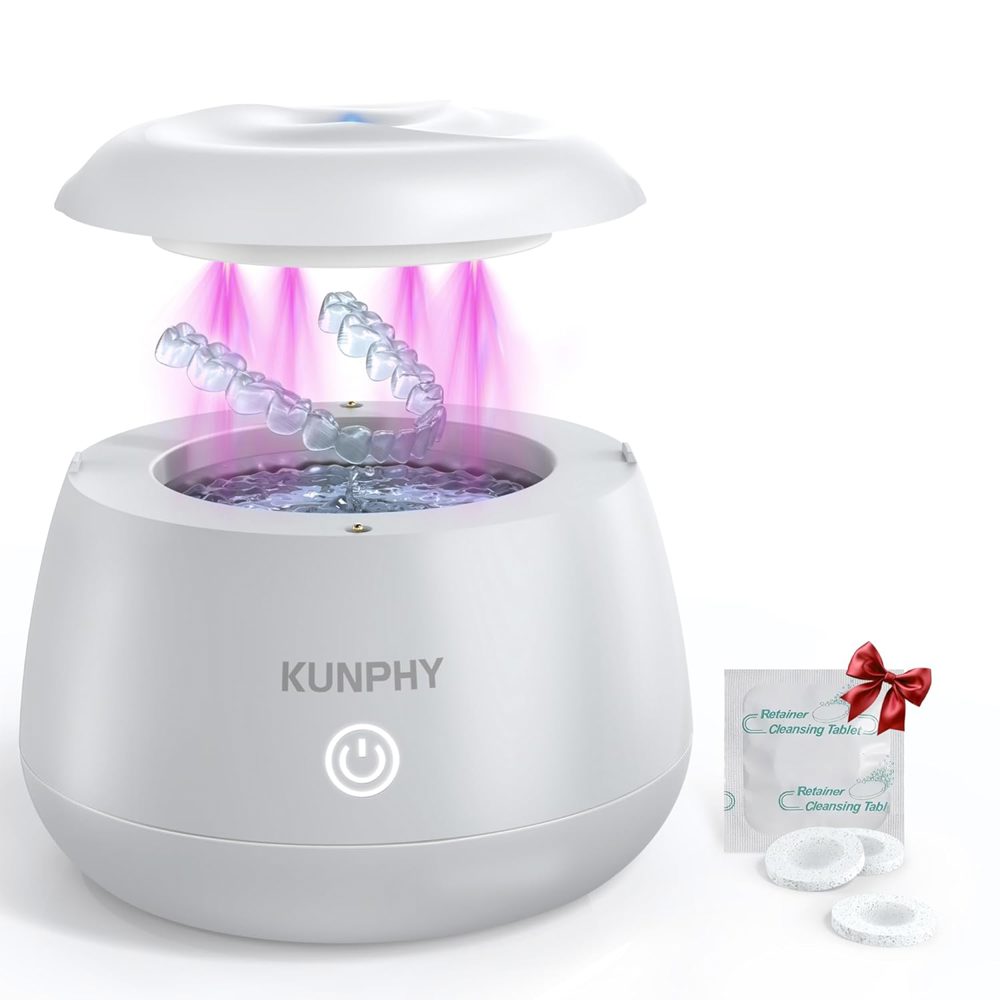 KUNPHY Ultrasonic Retainer & Dental Appliance Cleaner – Deep Clean in Minutes