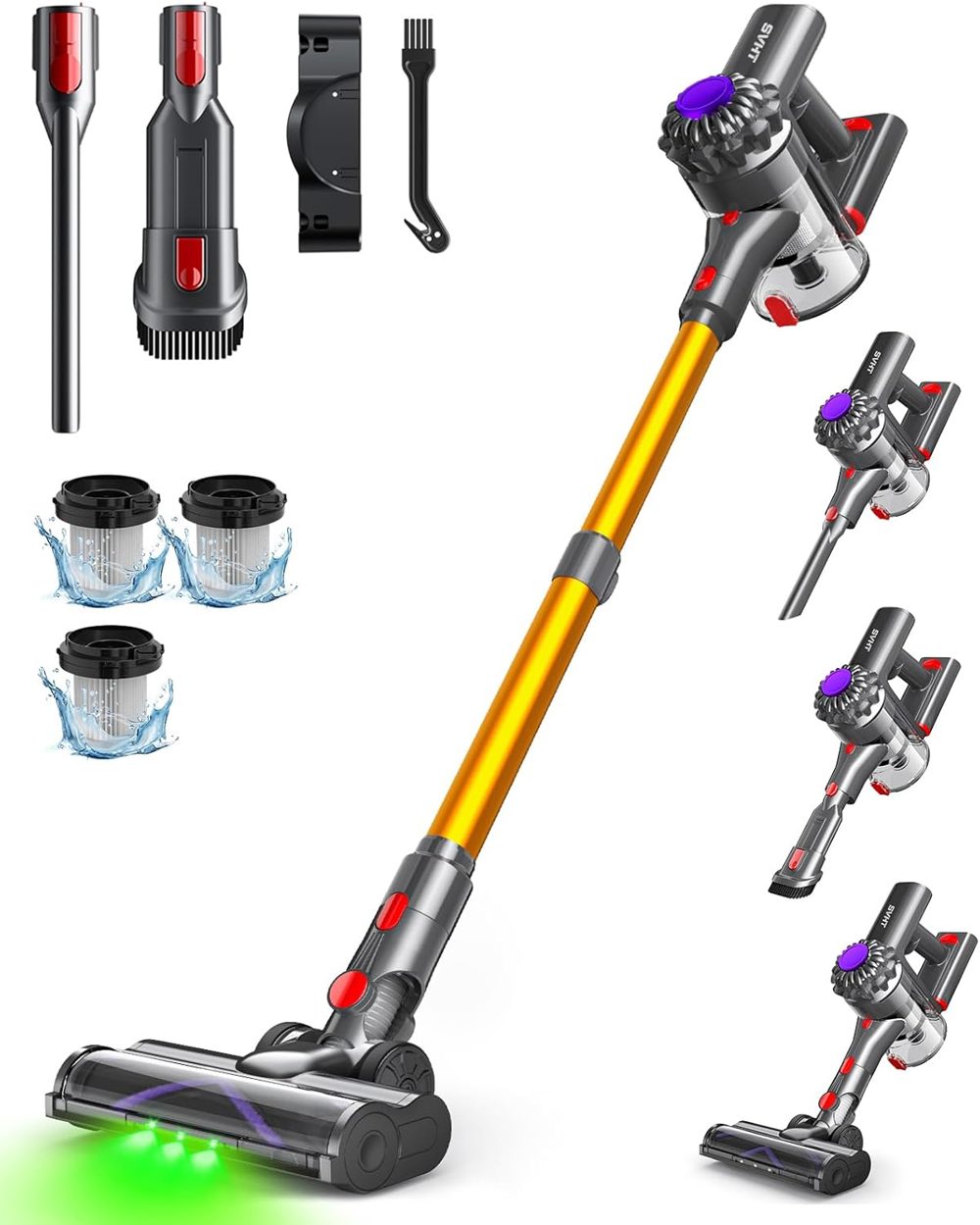 SVHT Cordless Vacuum with 40KPa Suction and Green Light Tech