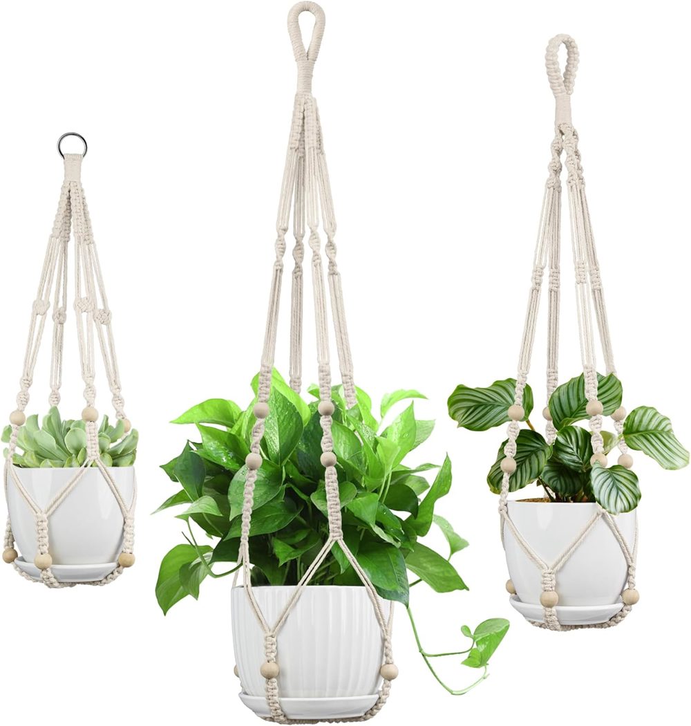 IDEEEPAN Macrame Plant Hanger Set – 3 Sizes for 4" to 13" Pots